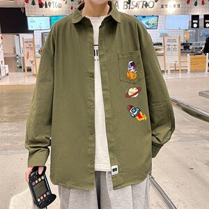 春季长袖衬衫男宽松港风衬衣男外套男CSCS277-P35,男装衬衫,电商B371