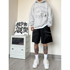 B221 美式ins高街暗黑小众拉链宽松五分裤短裤 LK23061-P50 控68图片