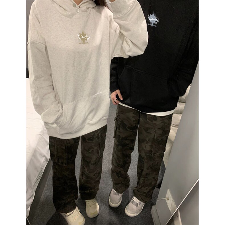抖音得物品质380克全棉美式宽松两粒扣印花连帽卫衣ACM2201,男装卫衣,电商A443