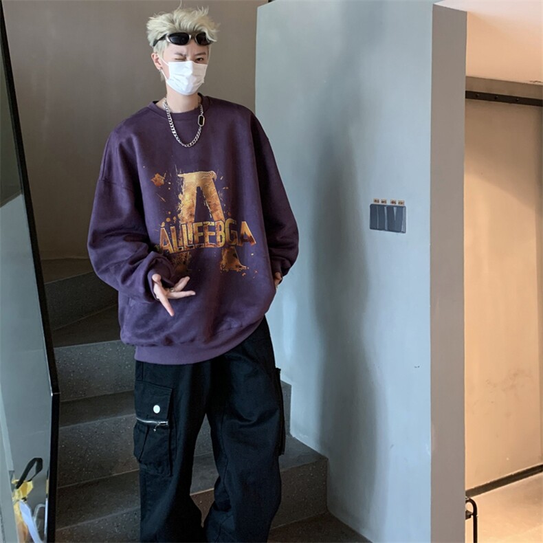 秋装复古美式水洗做旧重磅麂皮绒卫衣301B-JB1502-p45,男装卫衣,星座301B