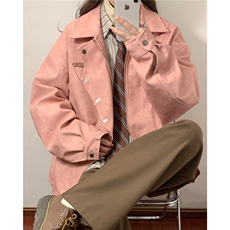 1抖音148大码M-5XL粉色皮衣宽松情侣女夹克男77083P105，女装皮衣，星座226-2