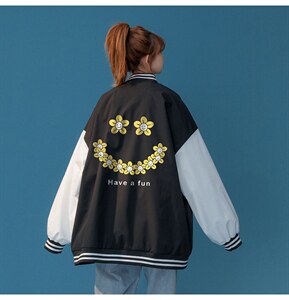中性风2023秋季新款港风设计感印花图案棒球服外套G8022p65控88