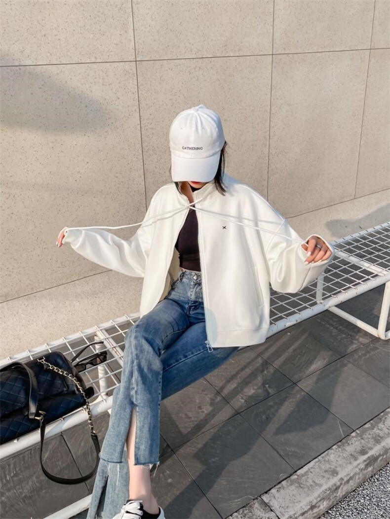 时装复合彩色开衫卫衣外套，女装卫衣/绒衫，百变诱惑(6F)