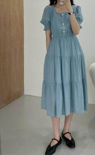 夏季小清新纯色连衣裙,女装连衣裙,晗梦轩