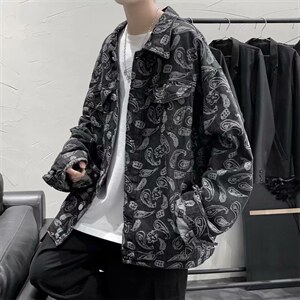 腰果花外套港风百搭ins宽松牛仔夹克秋季潮流工装上衣W1223-P56
