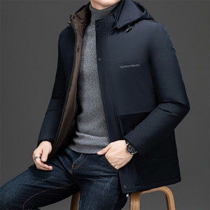 冬季棉衣休闲加厚保暖棉服中长款爸爸装可脱卸帽商务棉袄大码男图片