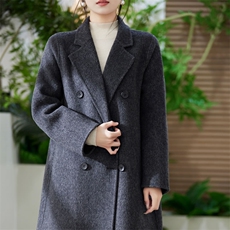 2024西装领羊毛大衣短款2024秋冬装新款双面毛呢外套高端耗牛绒女，女装双面呢大衣，阿吉丽克