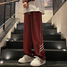 直播数据款春季新款撞色侧条纹伞兵裤宽松直筒休闲裤K503-P32，男装休闲裤，星座914-3