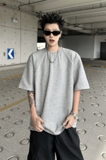 8XL-M美式高街高克重短袖T恤男宽松短款BOXY正肩上衣半袖DX334，男装T恤，电商D206-1