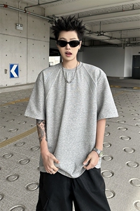 8XL-M 美式高街高克重短袖T恤男宽松短款BOXY正肩上衣半袖DX334图片