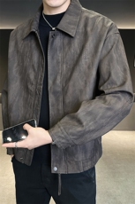 美式皮衣男2026新款秋季复古潮牌宽松机车皮夹克A313-2582-P165，男装夹克，电商A313