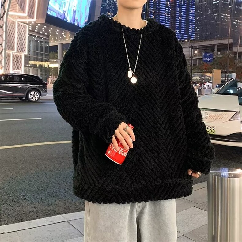毛毛卫衣男韩版潮流冬季保暖2023新款ins宽松百搭外套WB146-P43,男装卫衣,星座412-3