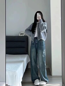 拉链毛衣开衫女针织衫圆领加厚羊毛外套小个子早秋chic上衣图片