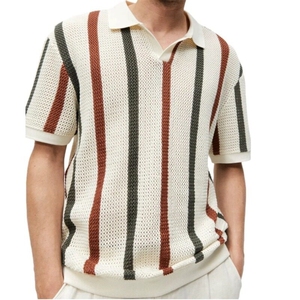 夏季条纹撞色翻领短袖t恤男士潮牌个性时尚休闲针织polo衫上衣服图片