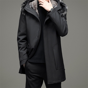 冬季新款中年男连帽羽绒服休闲脱卸领男冬爸爸外套YYYR6808-P445图片