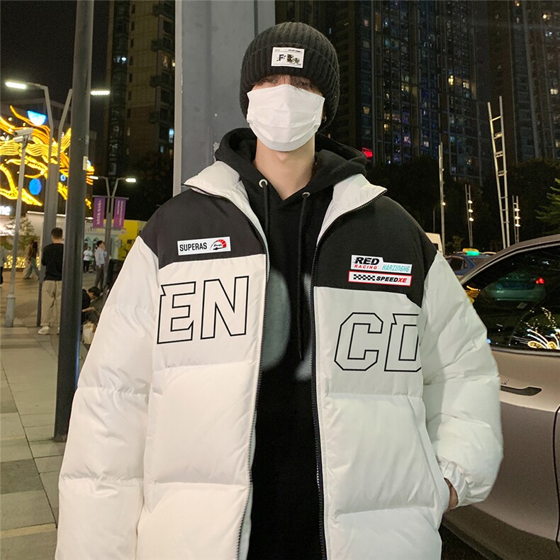 港风夜景秋冬字母印花时尚立领休闲棉服A247-MY82537特批85控138,男装棉衣,电商A247