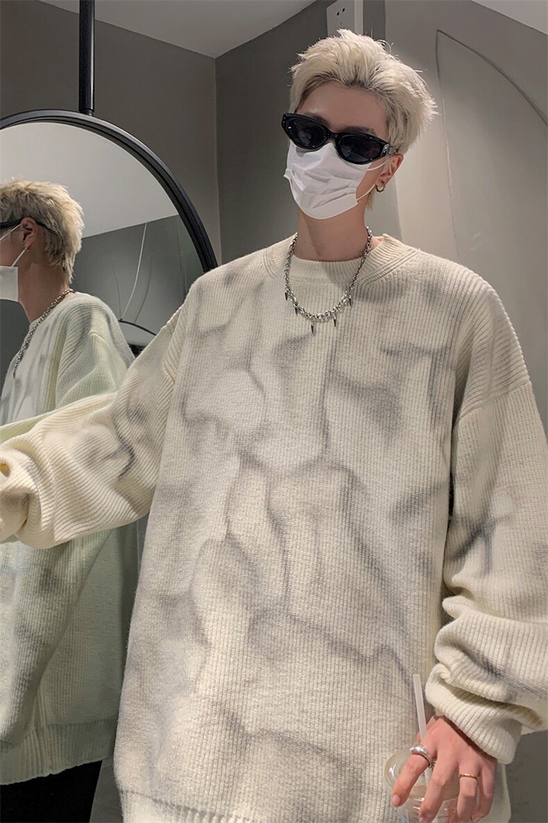 慵懒风休闲款毛衣美式情侣街头潮牌圆领长袖针织衫HY650TP55,男装针织衫/毛衣,电商A102B
