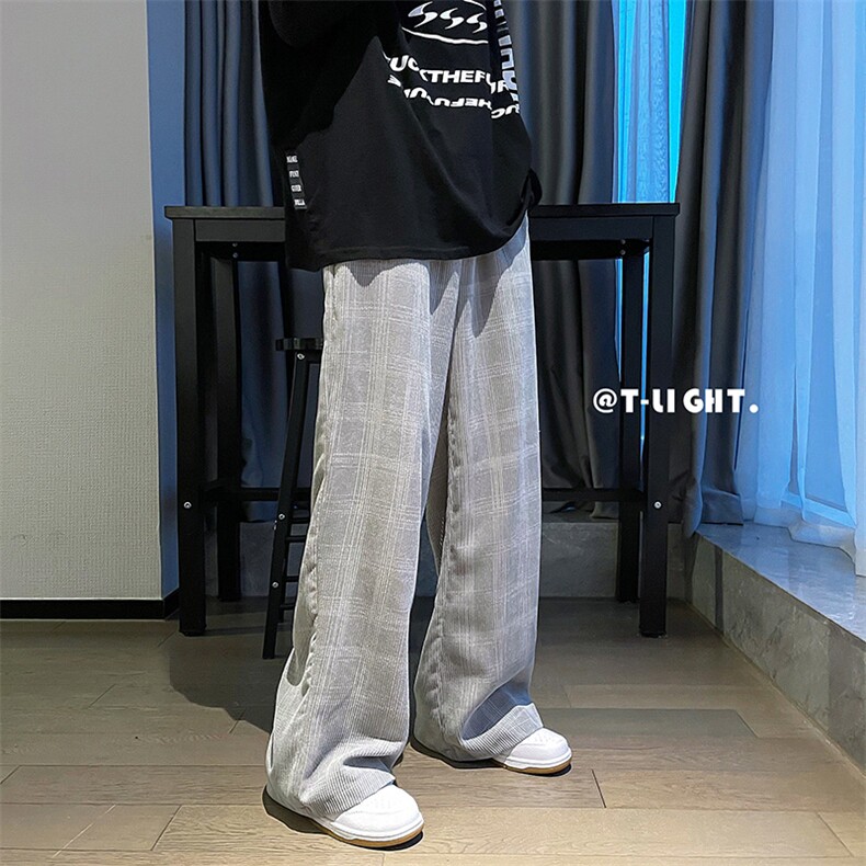 ！冬装加绒加厚格子灯芯绒直筒裤子B221-LK21163-P50加绒P60,男装休闲裤,电商B221