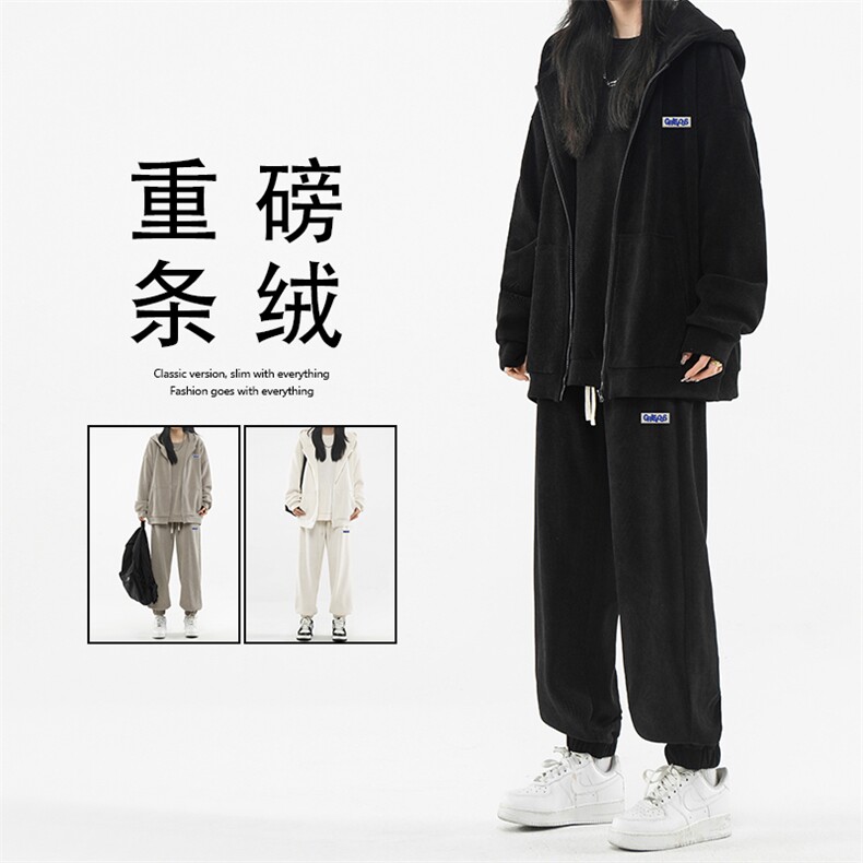 休闲垂顺坠感套装重磅条绒三件套    SJT875-特批176图片