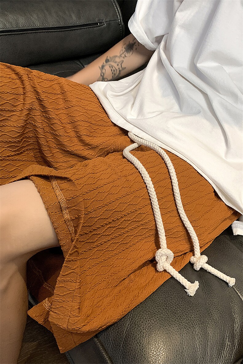 冰丝短裤男夏薄款设计感美式宽松抽绳休闲五分裤XZ514-2-1525-P38,男装牛仔裤,星座514-2(原B239)