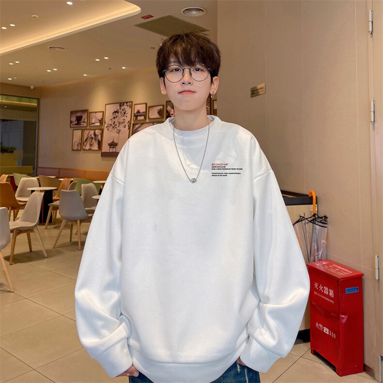 华夫格！华夫格上衣男圆领华夫格卫衣男大码长袖t恤男HY223-特P23,男装T恤,电商B367
