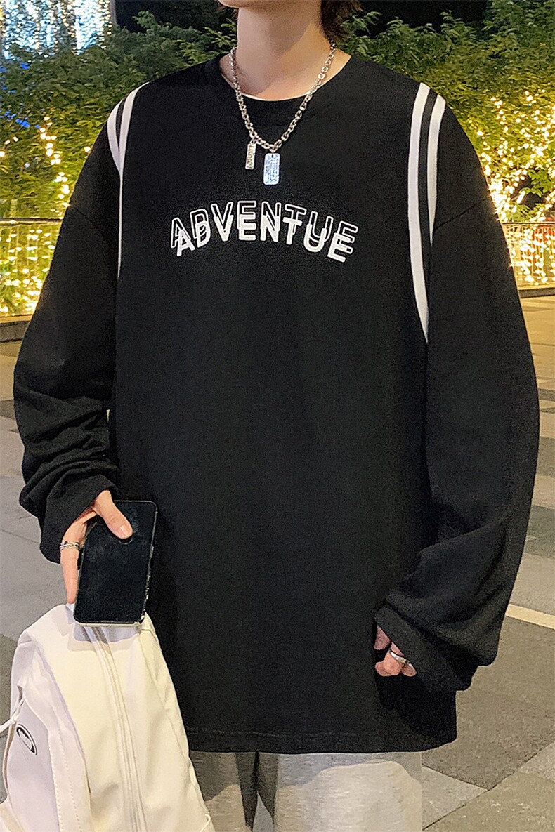 C005P28秋季港风潮流宽松长袖t恤打底衫男,男装T恤,星座1204-3