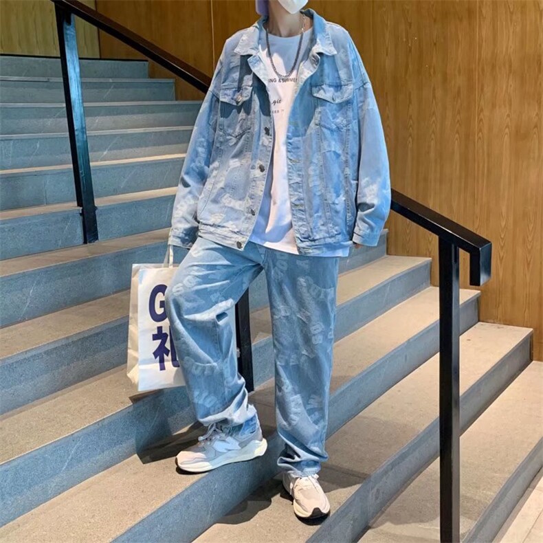 潮流牛仔夹克套装潮男春季JB3682P100,男装夹克,星座1116-2