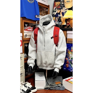 抖音得物高品质二开 26春装重磅宽松结构拉链设计高领连帽卫衣W76图片