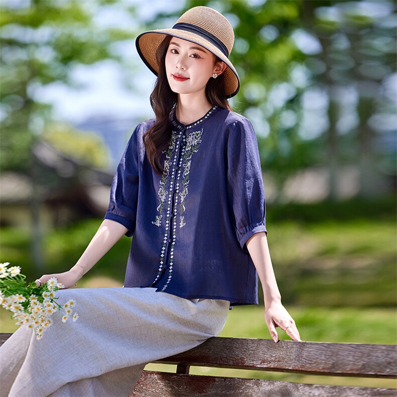 新中式国风套装女2025夏季新款时尚洋气薄款休闲天丝短袖衬衫套装,女装套装/套裙,靓衣阁