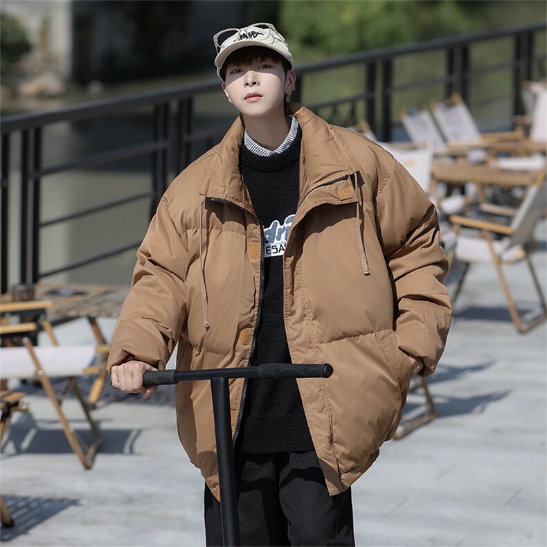 日系复古宽松立领加厚服冬季保暖纯色工装衣外套男W6200-P82,男装棉衣,星座512-3