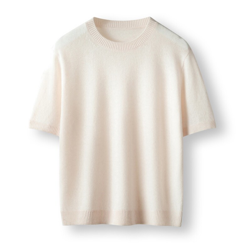 2025秋冬新款轻薄圆领羊绒短袖，女装羊绒衫，绒默