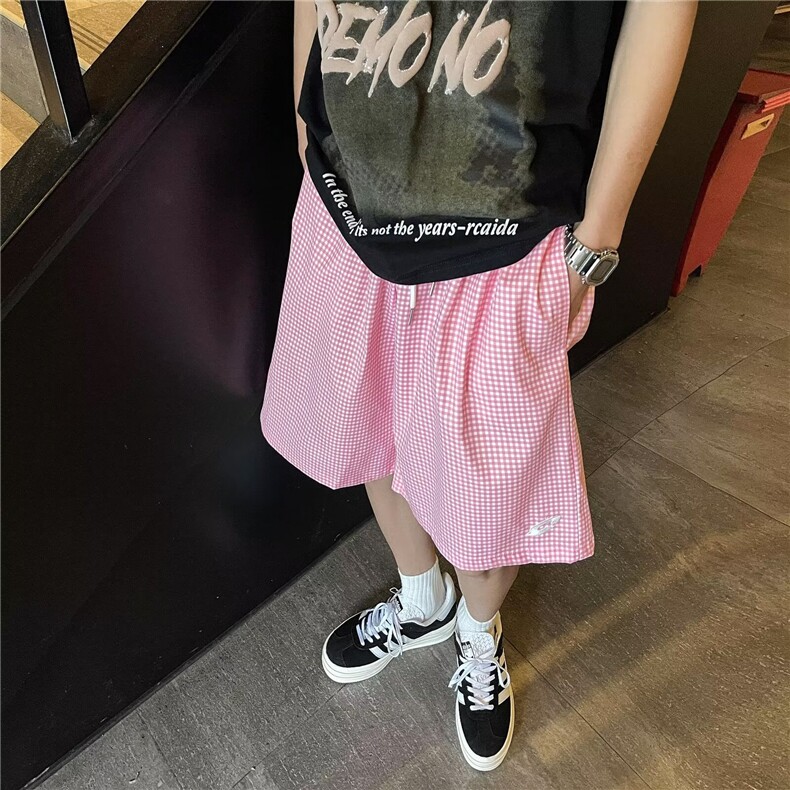 男新款青少年时尚休闲裤格子短裤Q109P26,男装牛仔裤,星座1116-2