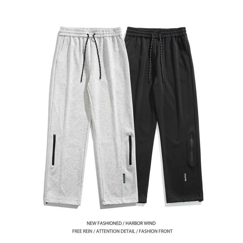 春季港风新款简约拉链设计宽松休闲卫裤B315-K24003-p50控68,男装休闲裤,电商B315