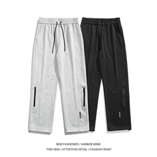 春季港风新款简约拉链设计宽松休闲卫裤B315-K24003-p50控68，男装休闲裤，电商B315