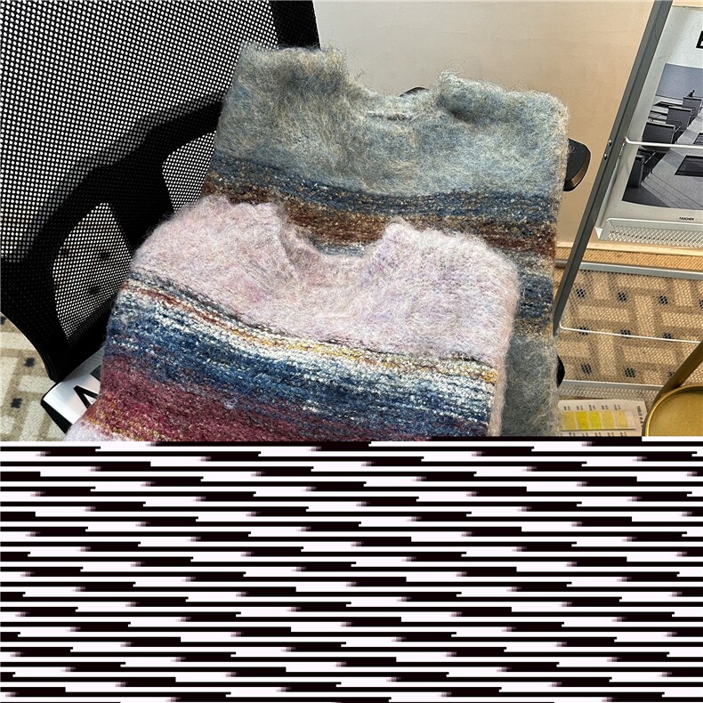 冬季小众慵懒风针织衫套头毛衣男女宽松网红痞帅拼接MZ576-P62图片