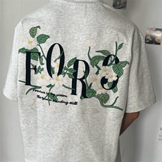 【重工刺绣】100%纯棉潮牌花卉字母绣花T恤短袖chic百搭上衣女，男装T恤，星座1210-1