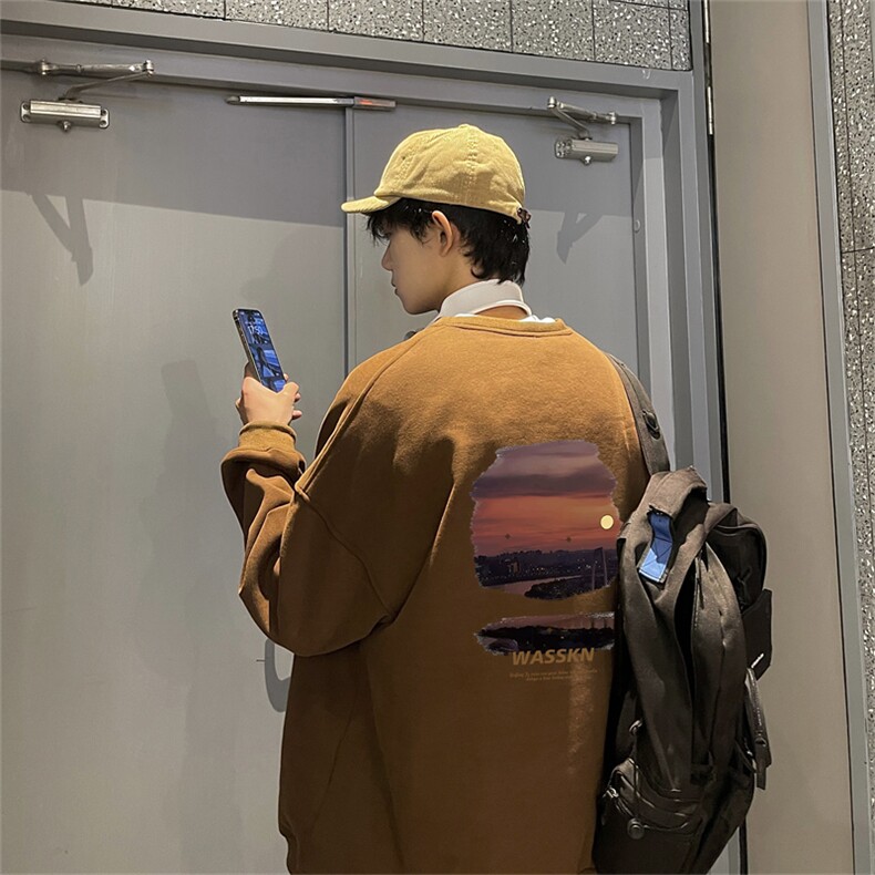 特P25控48秋冬新款男士圆领卫衣宽松休闲日常百搭上衣WQ2420,男装卫衣,电商B370