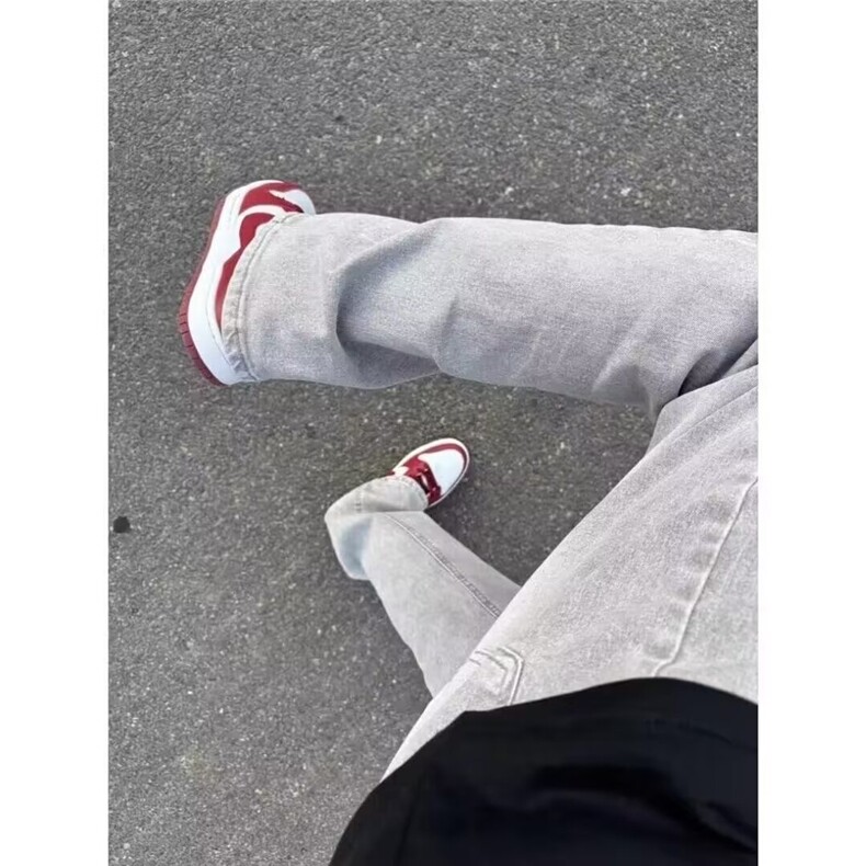美式牛仔裤男冬季高街vibe裤子加绒直筒微喇裤L52036-P40加绒48,男装牛仔裤,星座1008
