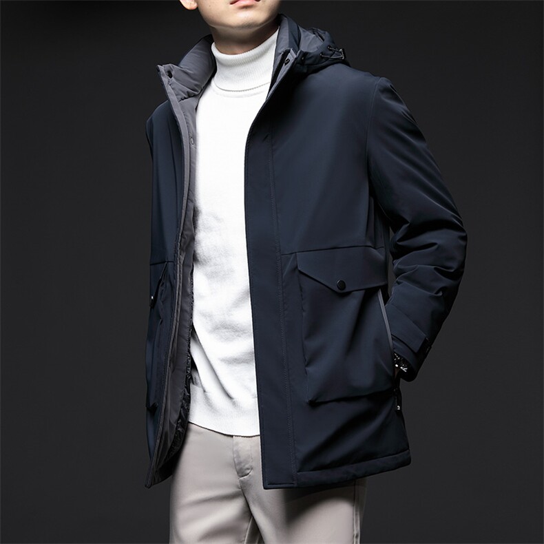 CD2209钱塘2020-2中青年男士连帽休闲羽绒服中长款宽松外套P250,男装羽绒服,钱塘207-2