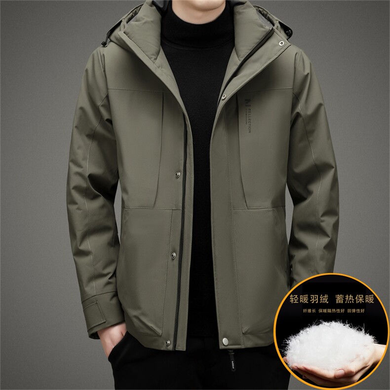 主推户外连帽羽绒服男士冬季加厚运动休闲时尚宽松羽绒服外套,男装羽绒服,钱塘723