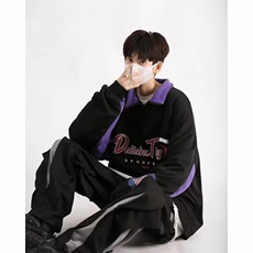 美式高街POLO衫男韩版潮流字母印花个性2025秋季ins卫衣WB105-P39，男装Polo衫，星座412