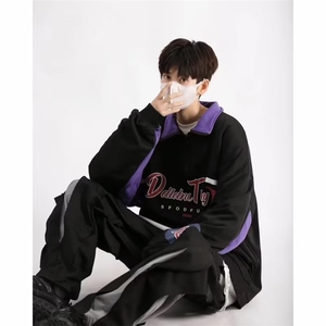美式高街POLO衫男韩版潮流字母印花个性2025秋季ins卫衣WB105-P39图片