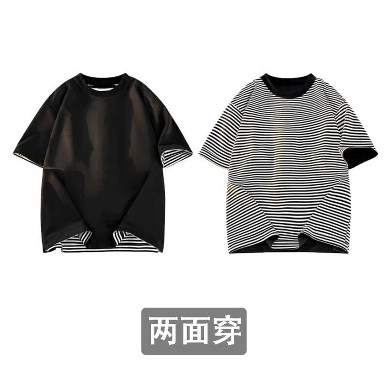 数据高品质双面穿纯棉高克重320克短袖上衣T0329-P70图片