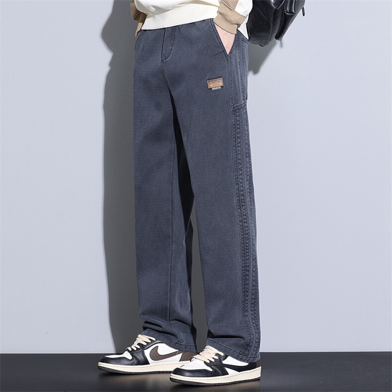 秋冬男士商务微阔腿裤时尚潮流男装长裤秋季厚款莱赛尔H9036现货，男装休闲裤，星座224-1