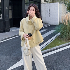 奶黄双面呢羊毛短款外套女春秋2025新款甜美小个子呢子大衣巨好看，女装毛呢外套，红龙果