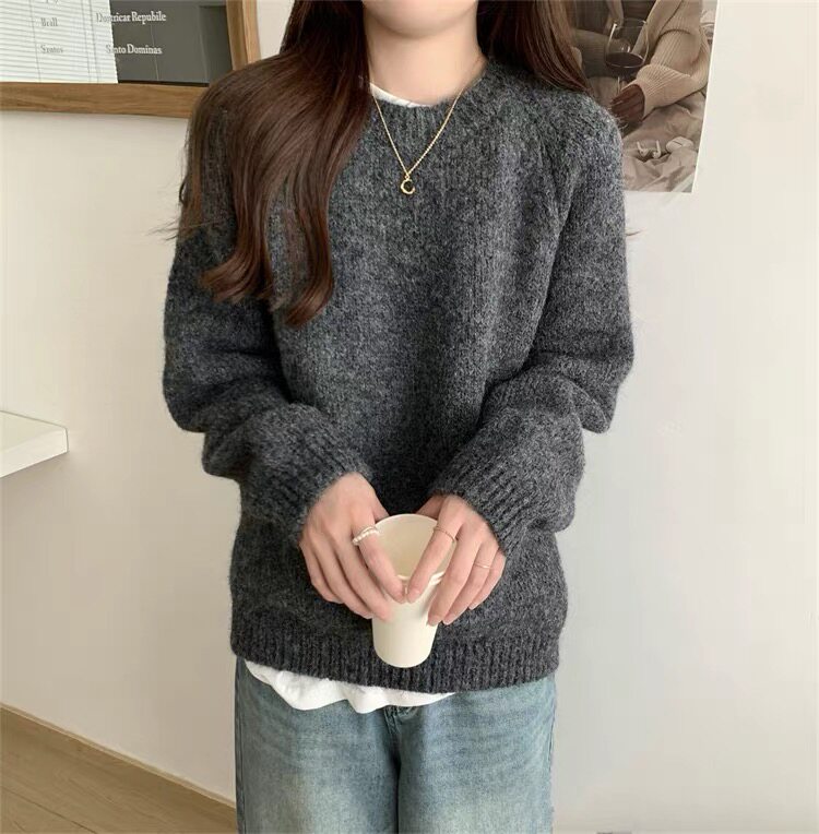 2025年秋季新款百搭女士圆领长袖针织衫,针织衫/毛衣,硕彦羊绒
