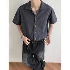 衬衫男短袖夏季冰丝轻熟风男装五分中袖衬衣外套C204-P35，男装T恤，星座308B-2