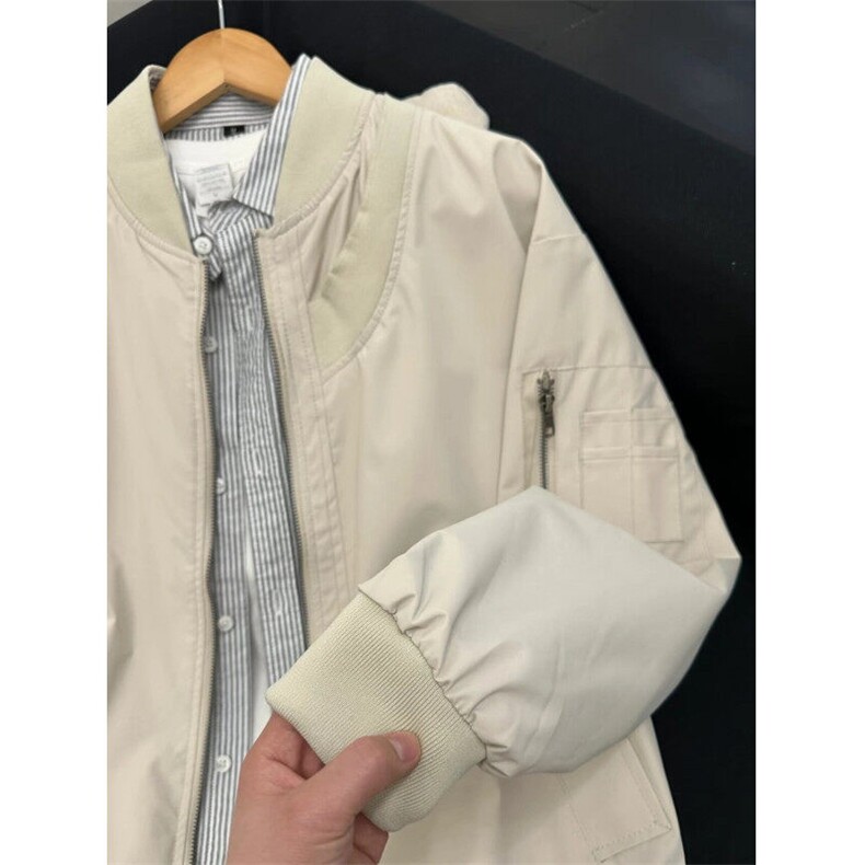 美式复古飞行员夹克男宽松棒球服无领外套JK80N-特P55,男装夹克,星座1007（原301D）