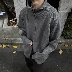美式复古字母刺绣立领毛衣针织衫外套男女冬季情侣外套M255，男装针织衫/毛衣，星座1116A（原606A-3）