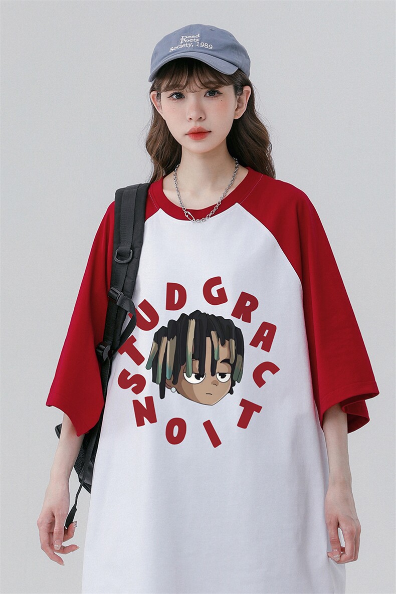 中性风23新款夏季时尚百搭宽松印花美式短袖T恤DT453P40控58,男装T恤,A247A